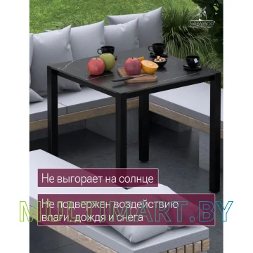Стол Millwood Сеул Керамогранит 800х800x750 (мрамор неро/металлокаркас черный) картинка 4